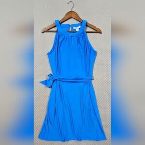 White House Black Market Modern Bright Blue  Dress w Tie Size‎ M NWOT